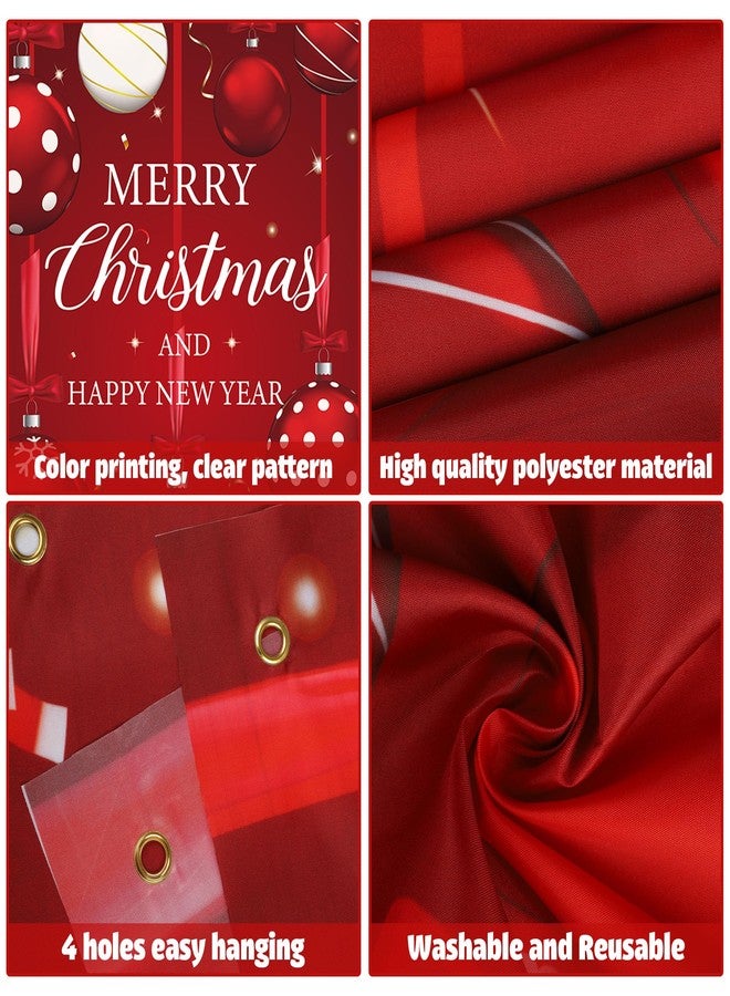 Maniaacer Christmas Door Cover Merry Christmas Fabric Front Door Banner Xmas Ball Backdrop Doors Decoration for New Year Holiday Indoor Outdoor Decorations, 70.9 x 35.4 Inch - Image 3
